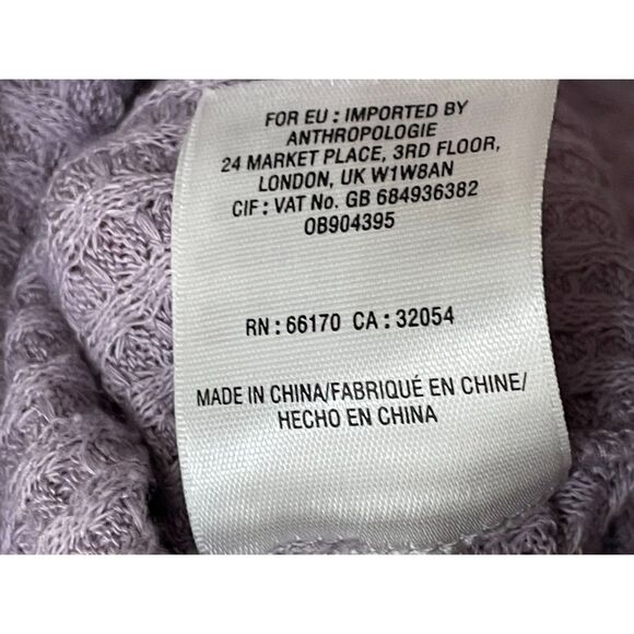 Anthropologie Maeve Pearson Women's M Purple Shirt Waffle Knit Thermal Oversized - Picture 3 of 8